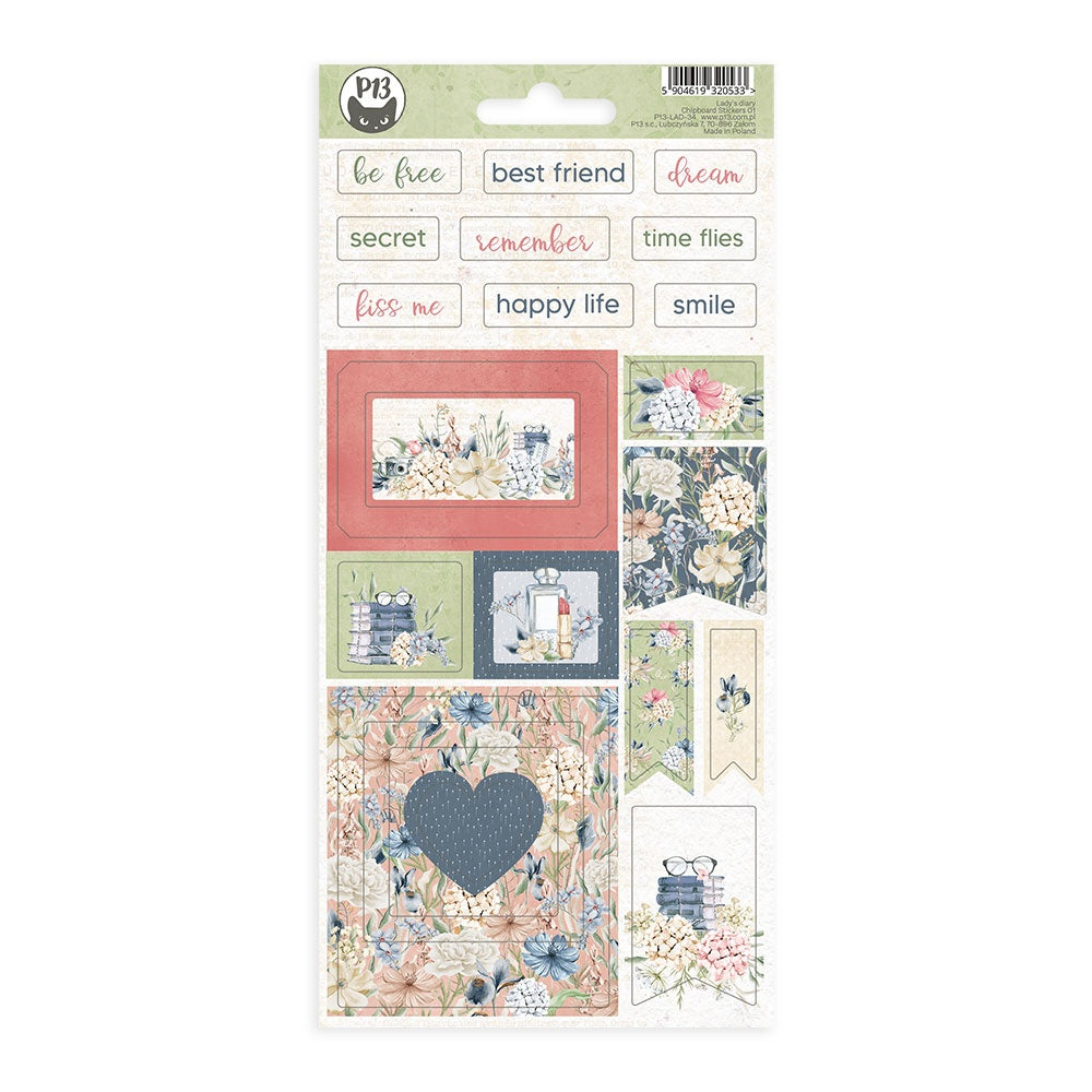 P13 LADY’S DIARY Chipboard Stickers 01 22pc