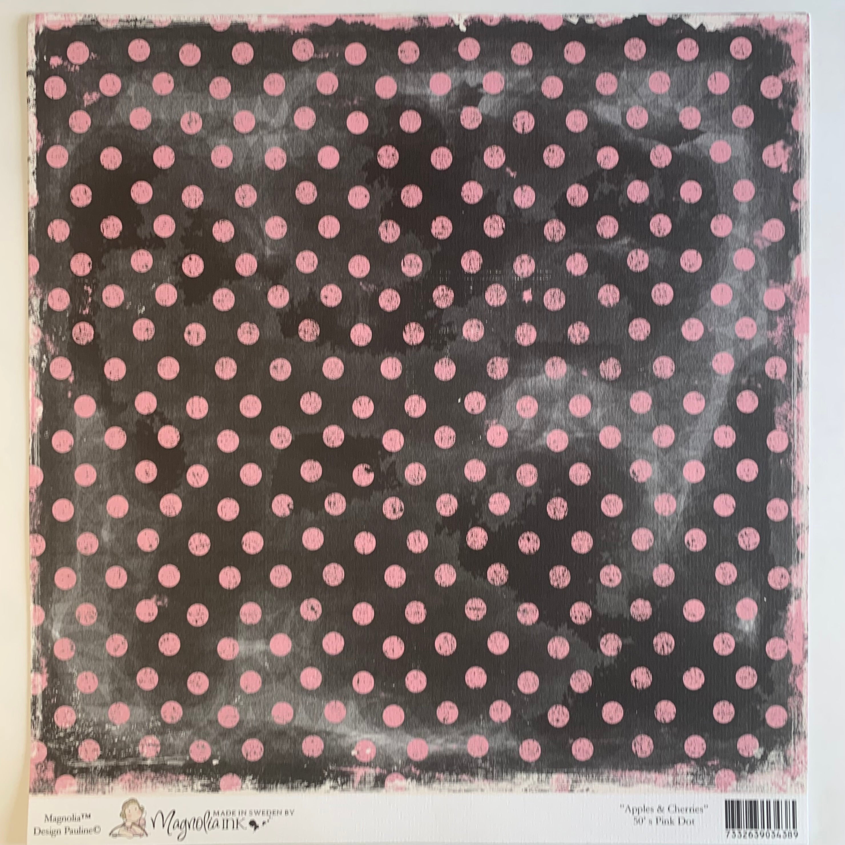 Magnolia APPLES & CHERRIES 12”X12” Scrapbook Paper Pink Dot