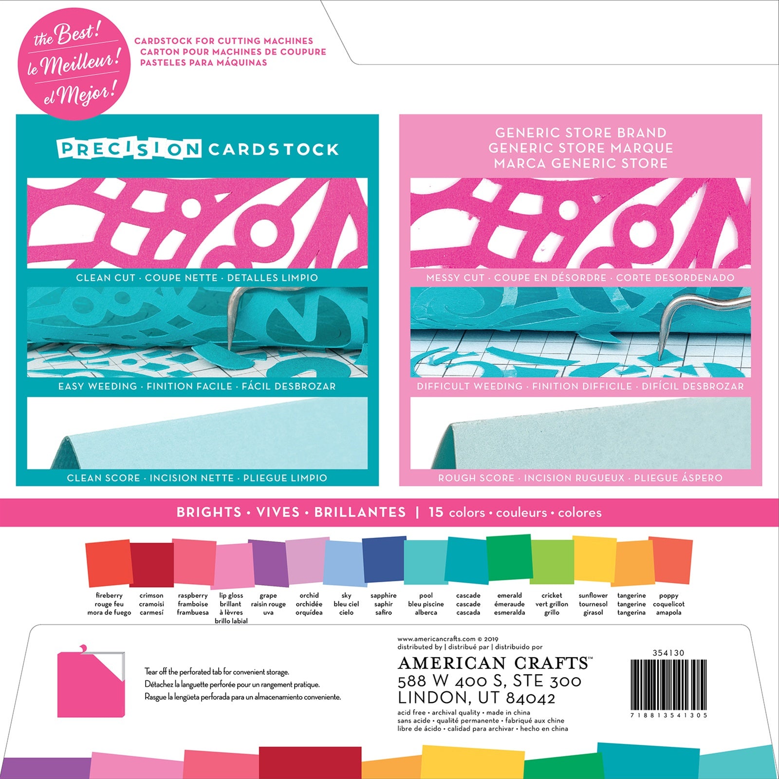 Precision Cardstock BRIGHT Textured 12”X12” 60pc