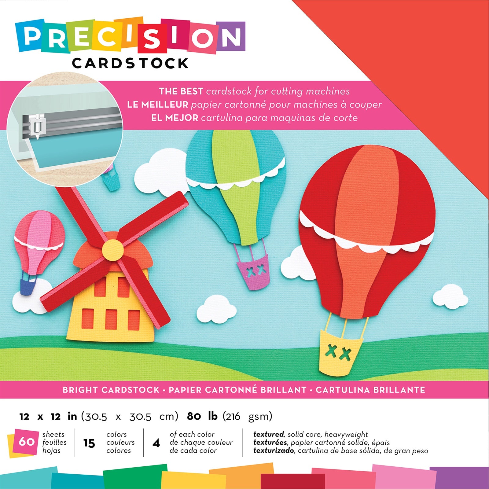 Precision Cardstock BRIGHT Textured 12”X12” 60pc