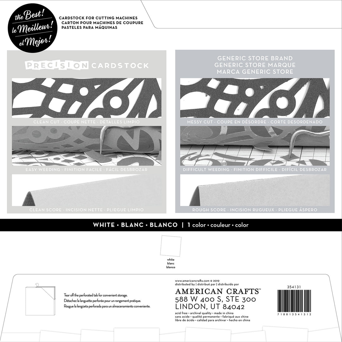 Precision Cardstock WHITE 12”X12” 80lb 60 Sheets