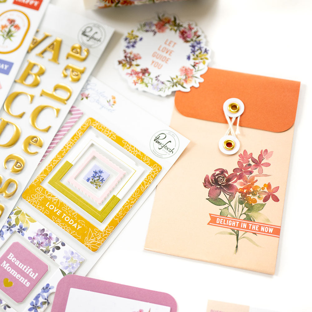 Pinkfresh Studio GARDEN BOUQUET Journaling Bits 14pc