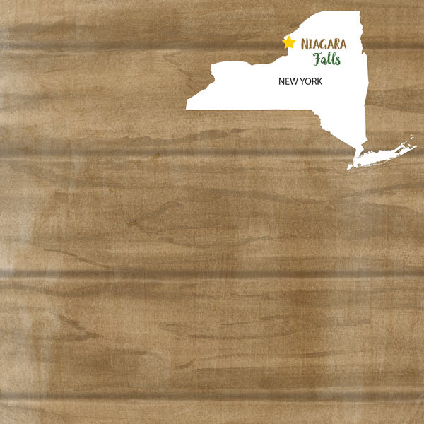 NEW YORK NIAGRA FALLS U.S. & CANADA Watercolor 12"X12" Scrapbook Paper