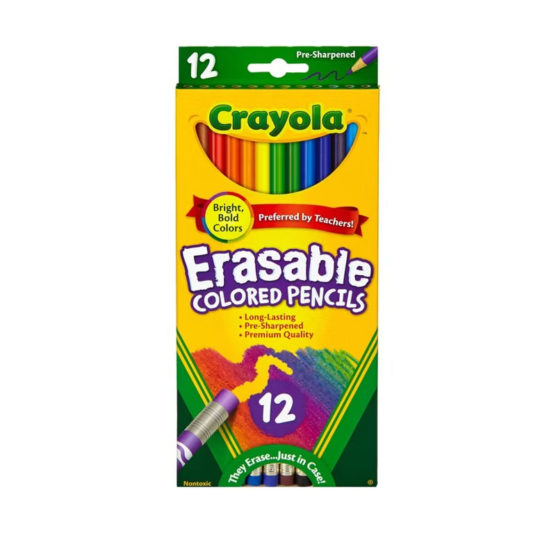 Crayola ERASABLE COLORED PENCILS 12pc