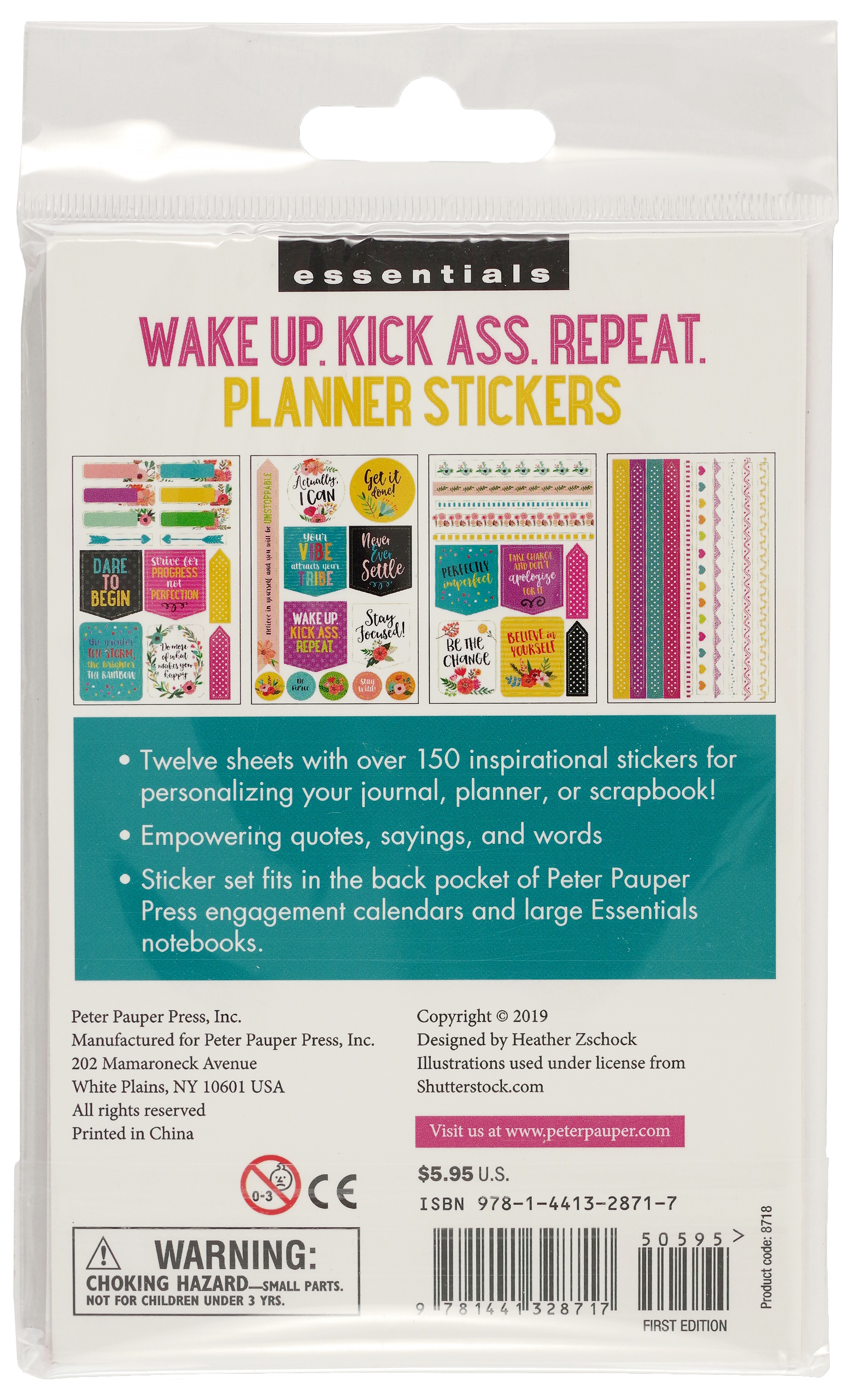 Peter Pauper Planner Stickers WAKE UP KICK ASS REPEAT Essentials