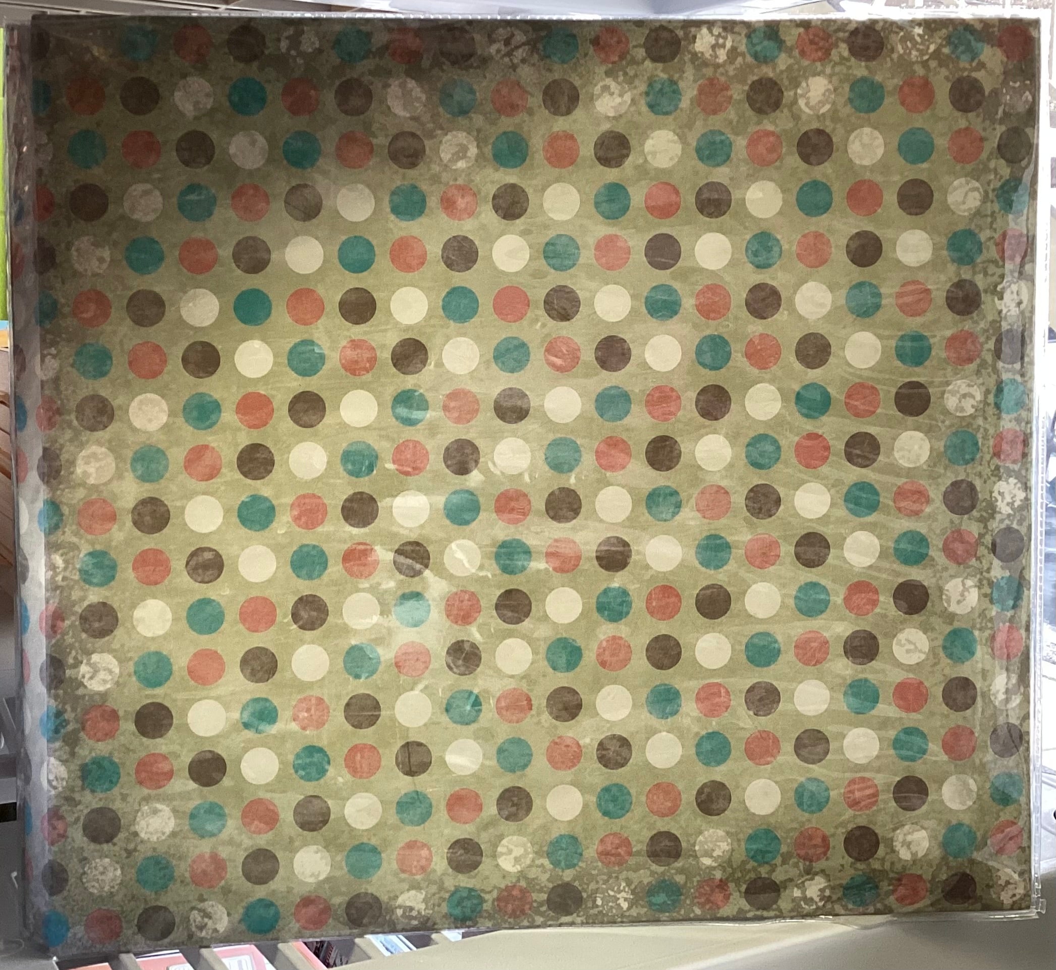 BROWN PINK TEAL DOTS 12”x12” Postbound Scrapbook Album