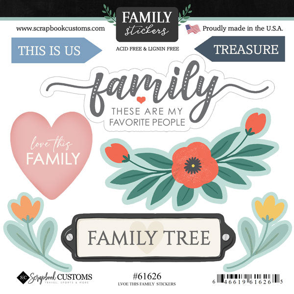 Scrapbook Customs LOVE THIS FAMILY STICKERS 8pc