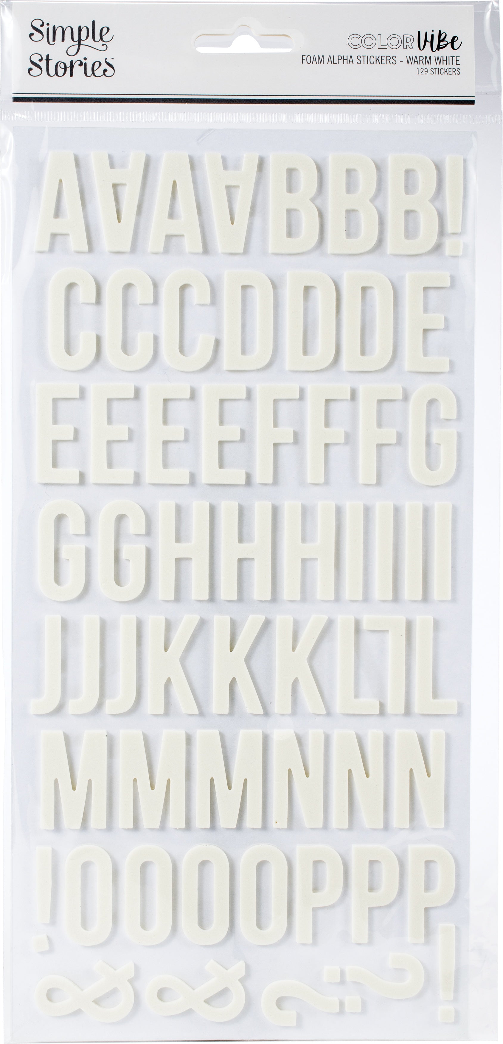 Simple Stories COLOR VIBE WARM WHITE Foam Alpha Letter Stickers