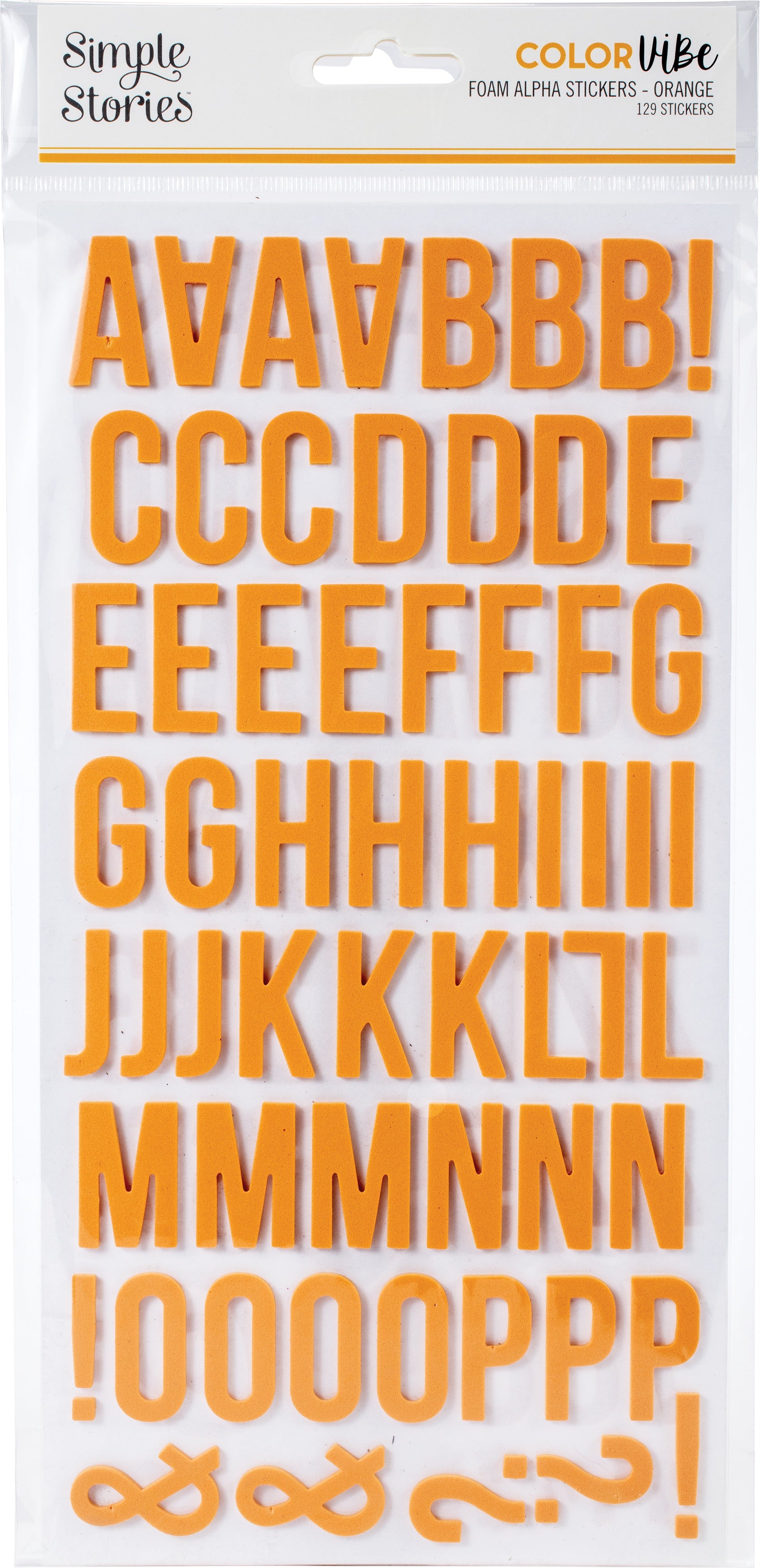 Simple Stories COLOR VIBE ORANGE Foam Alpha Letter Stickers