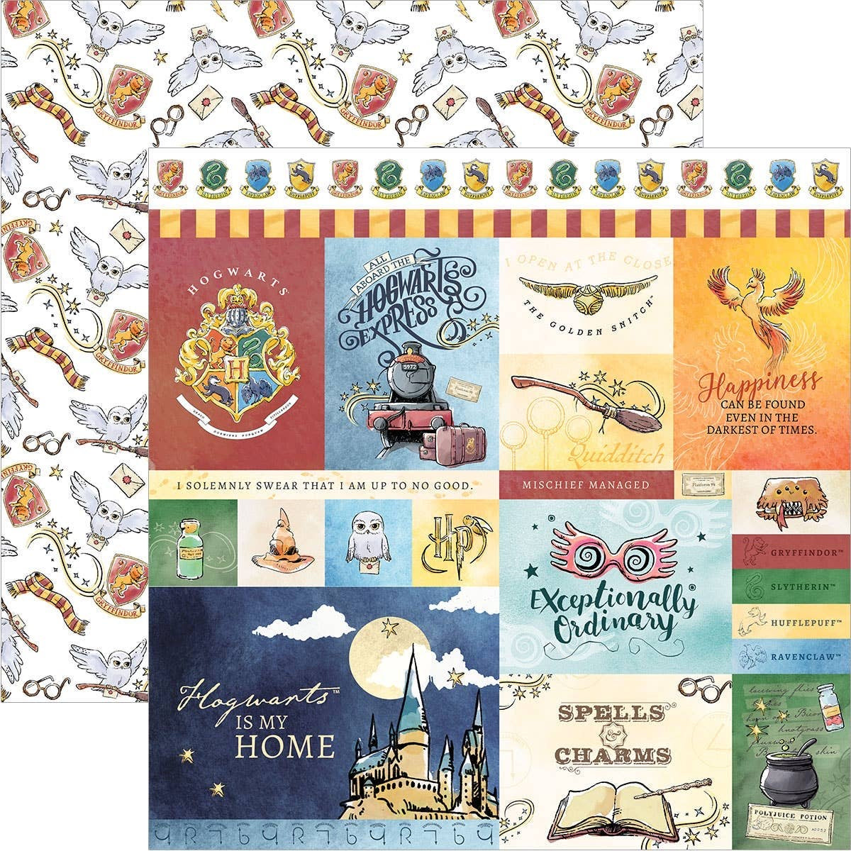 Paper House Harry Potter WATERCOLOR TAGS 12"X12" Scrapbook Sheet