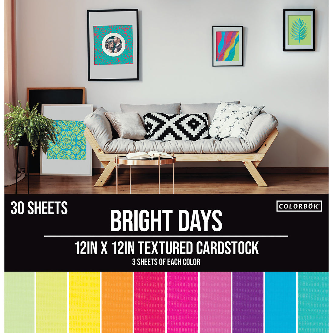 Colorbok 12”x12” Textured Cardstock BRIGHT DAYS 30 Sheets