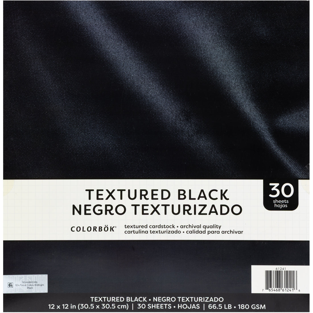 Colorbok 12”x12” Textured Cardstock MIDNIGHT BLACK 30 Sheets