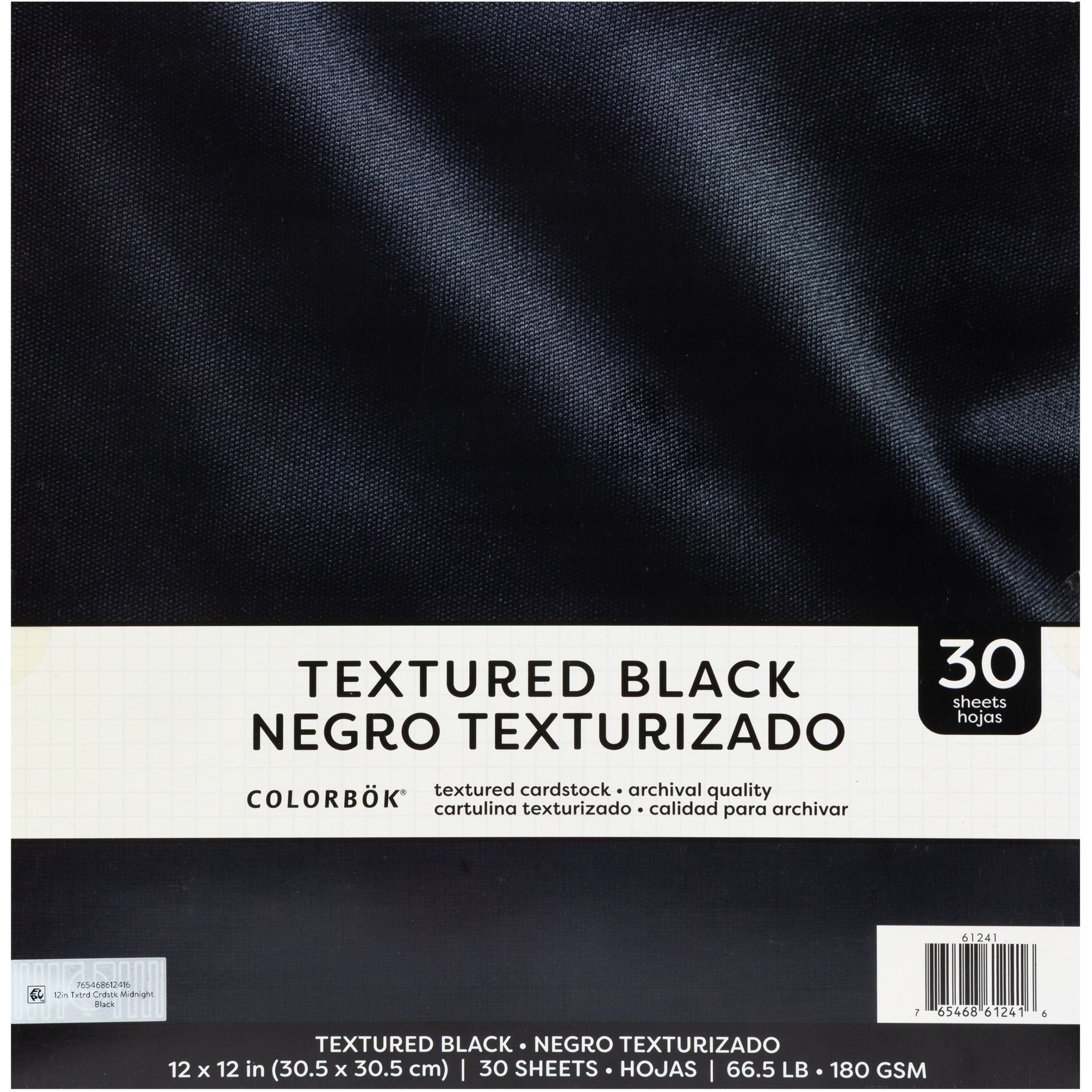 Colorbok 12”x12” Textured Cardstock MIDNIGHT BLACK 30 Sheets