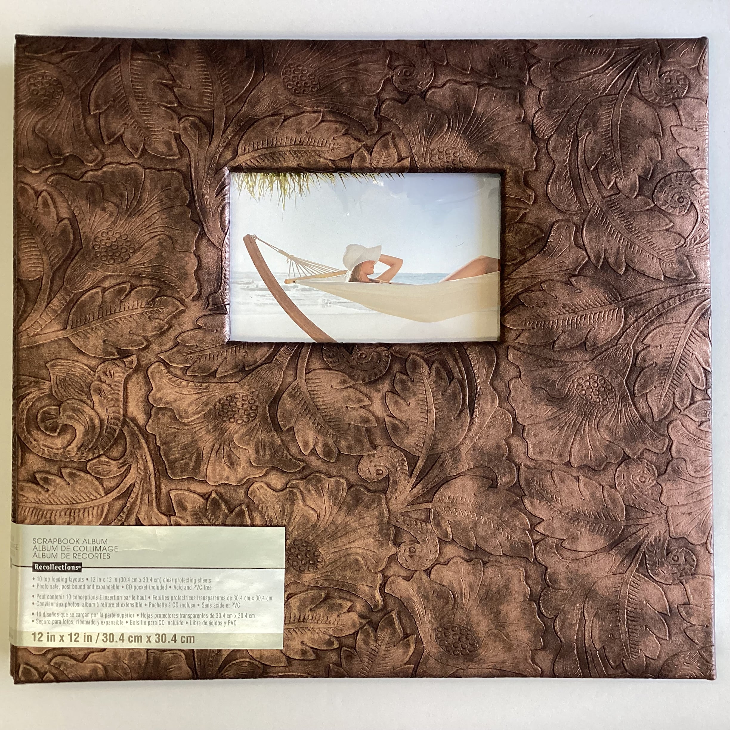 Recollections EMBOSSED BROWN FLORAL LEAF 12"X12" Scrapbook Memory Album