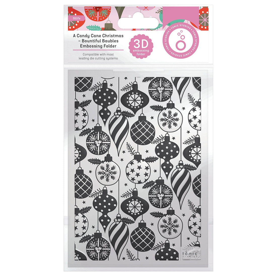 Tonic Studios A Candy Cane Christmas BOUNTIFUL BAUBLES 3D Embossing Folder