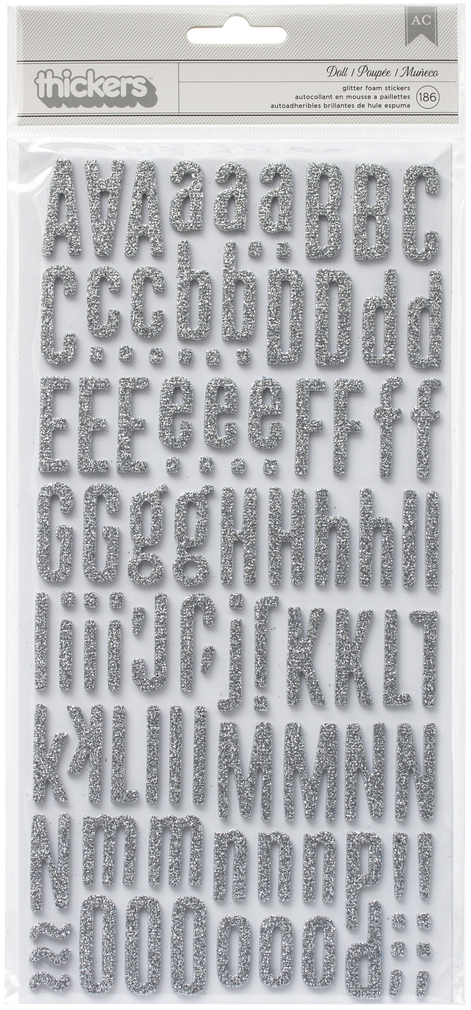 Thickers DOLL SILVER Glitter Foam Alphabet Stickers