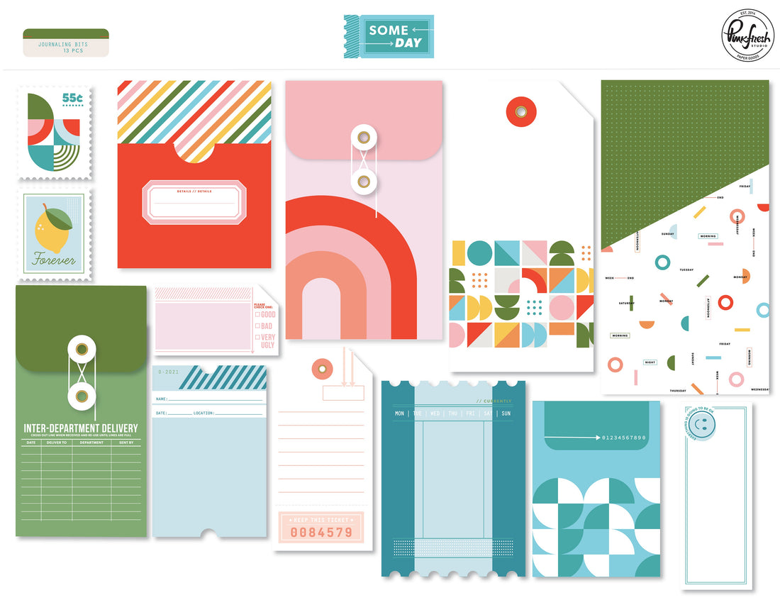 Pinkfresh Studio SOME DAYS Journaling Bits 13pc