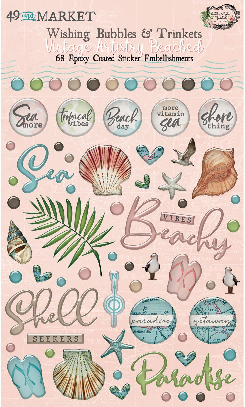 49 and Market Vintage Artistry Beached WISHING BUBBLES & TRINKETS 68pc