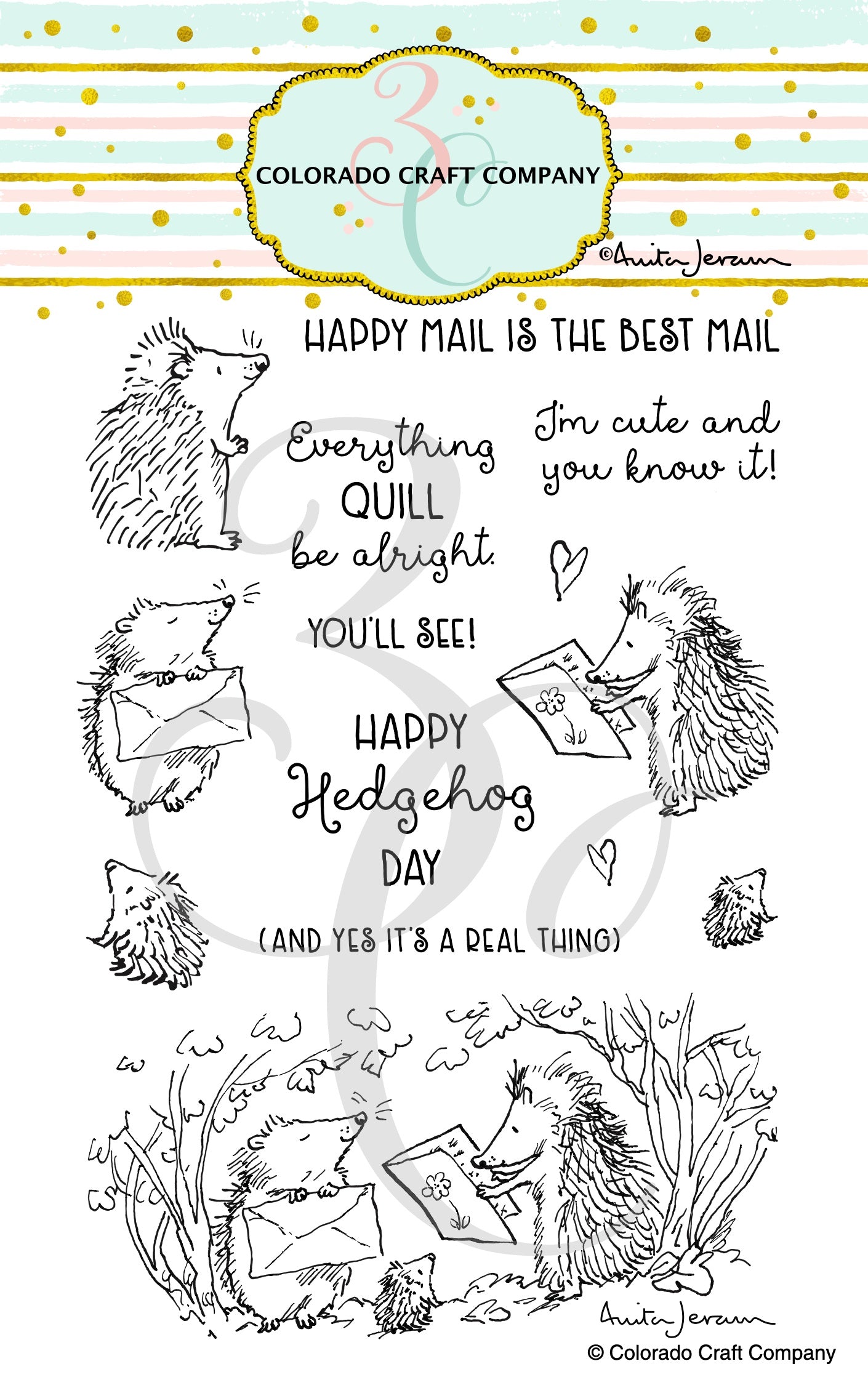 Colorado Craft Company HEDGEHOG DAY Stamp & Die Set 23pc