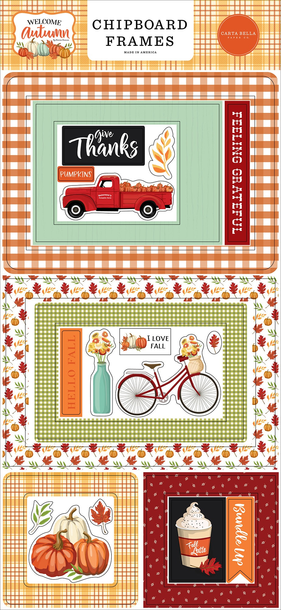 Carta Bella 6"X12" WELCOME AUTUMN Chipboard Frames