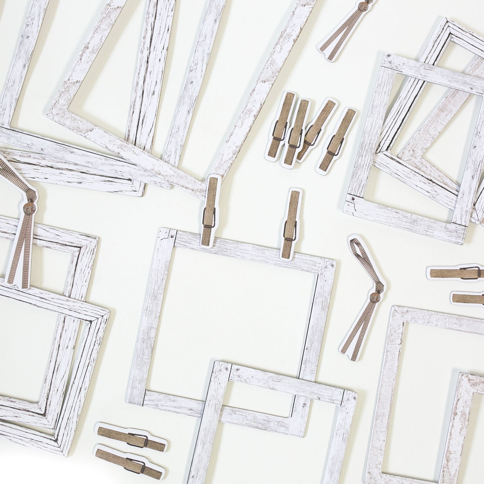 49 and Market Vintage Artistry Essentials WHITEWASH CHIPBOARD FRAMES & BITS 25pc