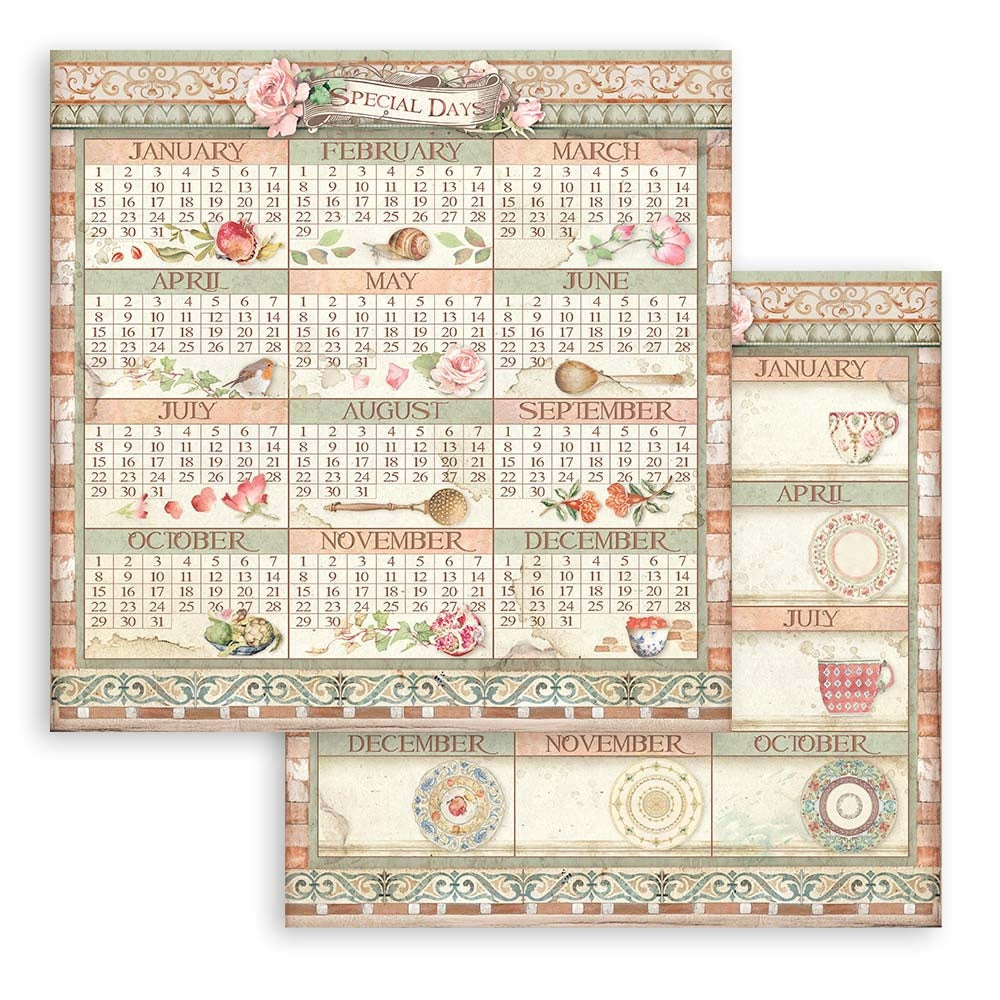 Stamperia Casa Granada CALENDAR SBB845 12X12 Scrapbook Paper