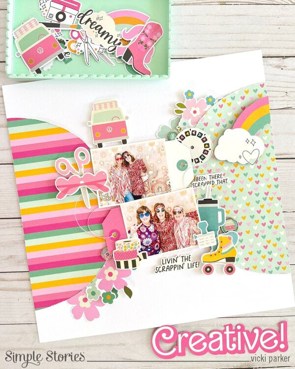 Simple Stories Crafty Babe I LIVE LOVE SCRAP 12”X12” Scrapbook Paper