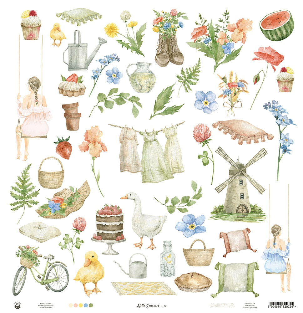 P13 HELLO SUMMER 07 12"X12" Cutapart Scrapbook Paper