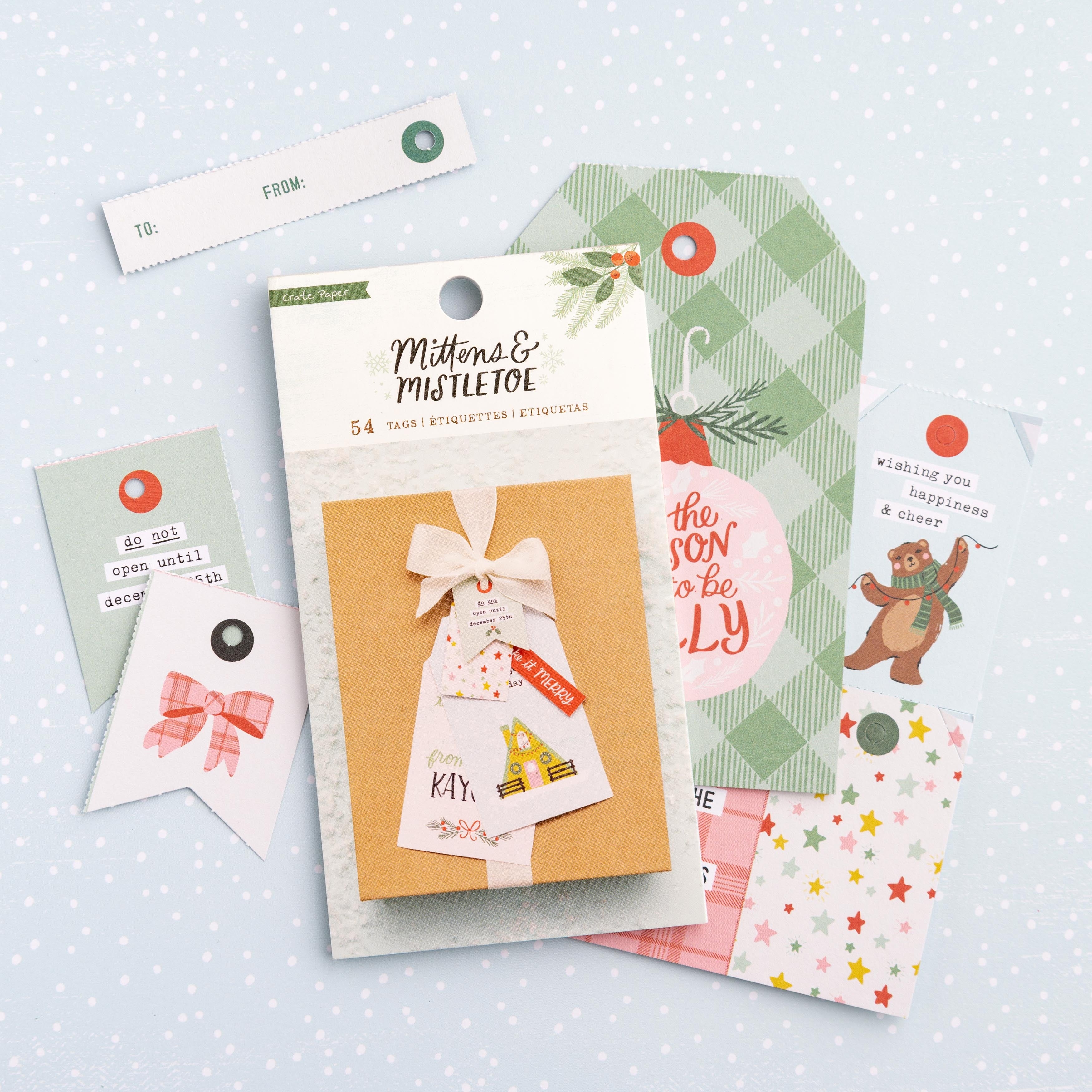 Crate Paper MITTENS & MISTLETOE TAGS Cardstock Book 54pc