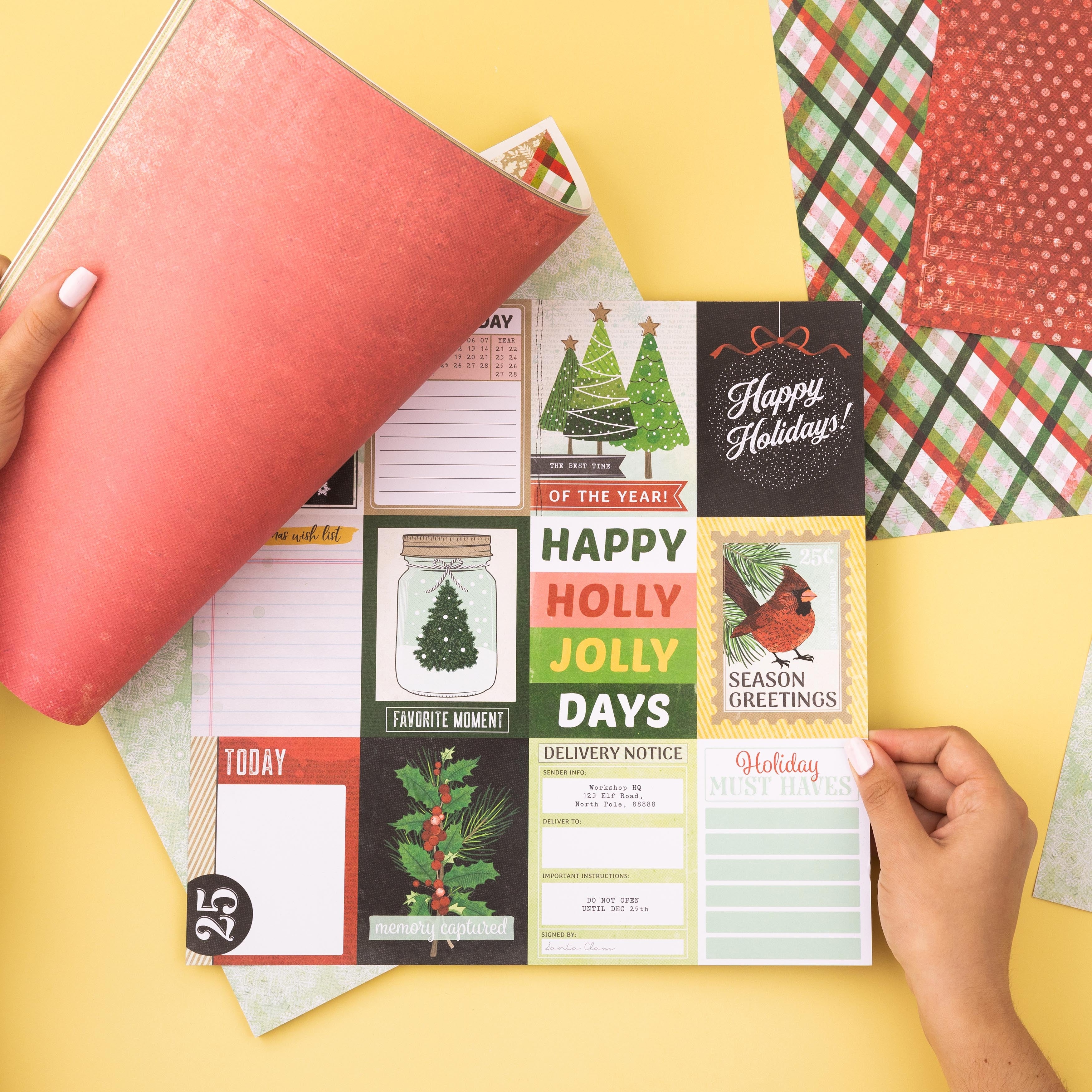 American Crafts Vicki Boutin EVERGREEN & HOLLY 12"X12" Paper Pad 48 Sheets