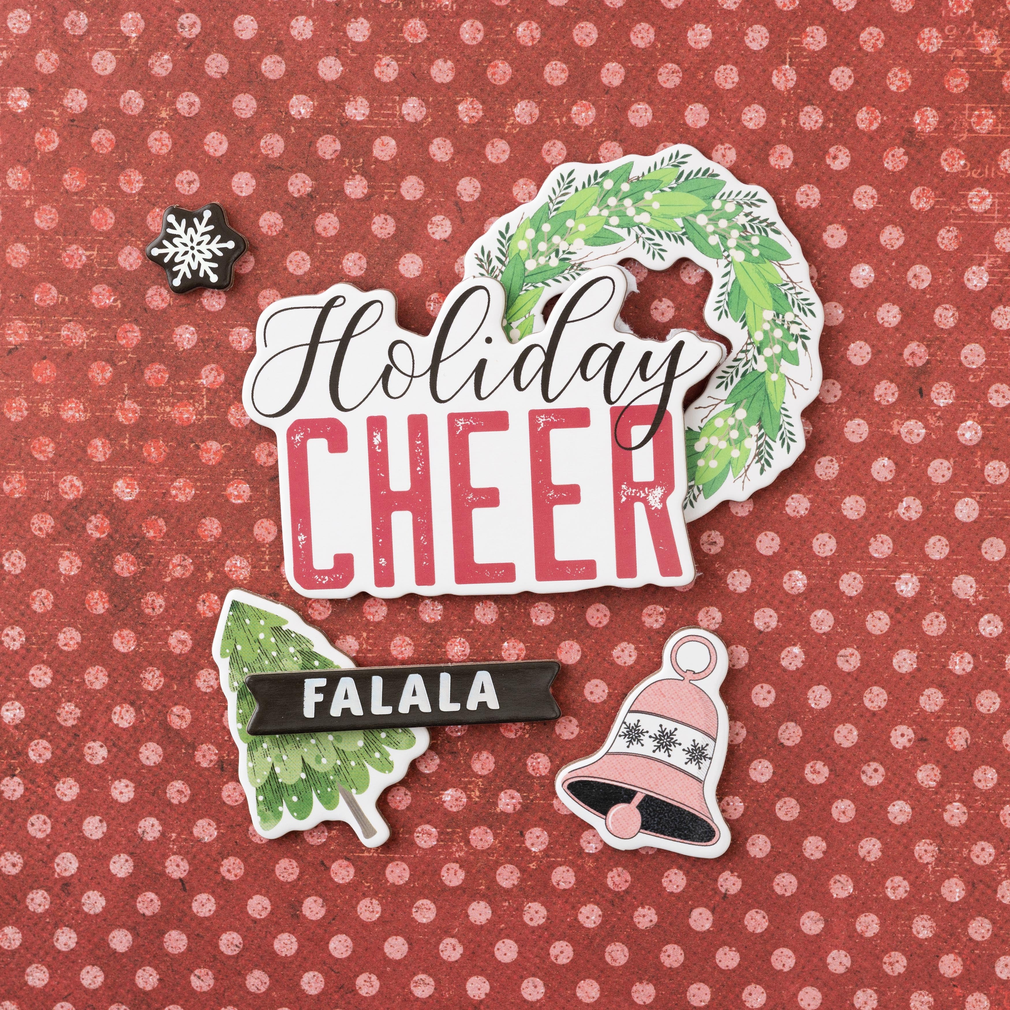 Vicki Boutin EVERGREEN & HOLLY Chipboard Stickers 65pc