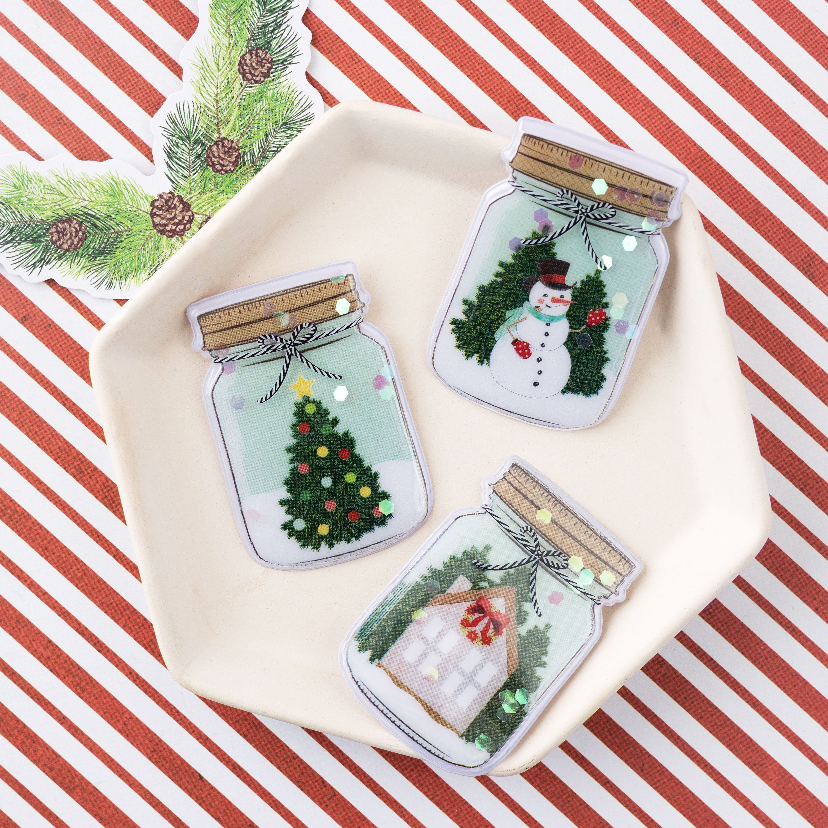 Vicki Boutin EVERGREEN & HOLLY Shaker Stickers 6pc
