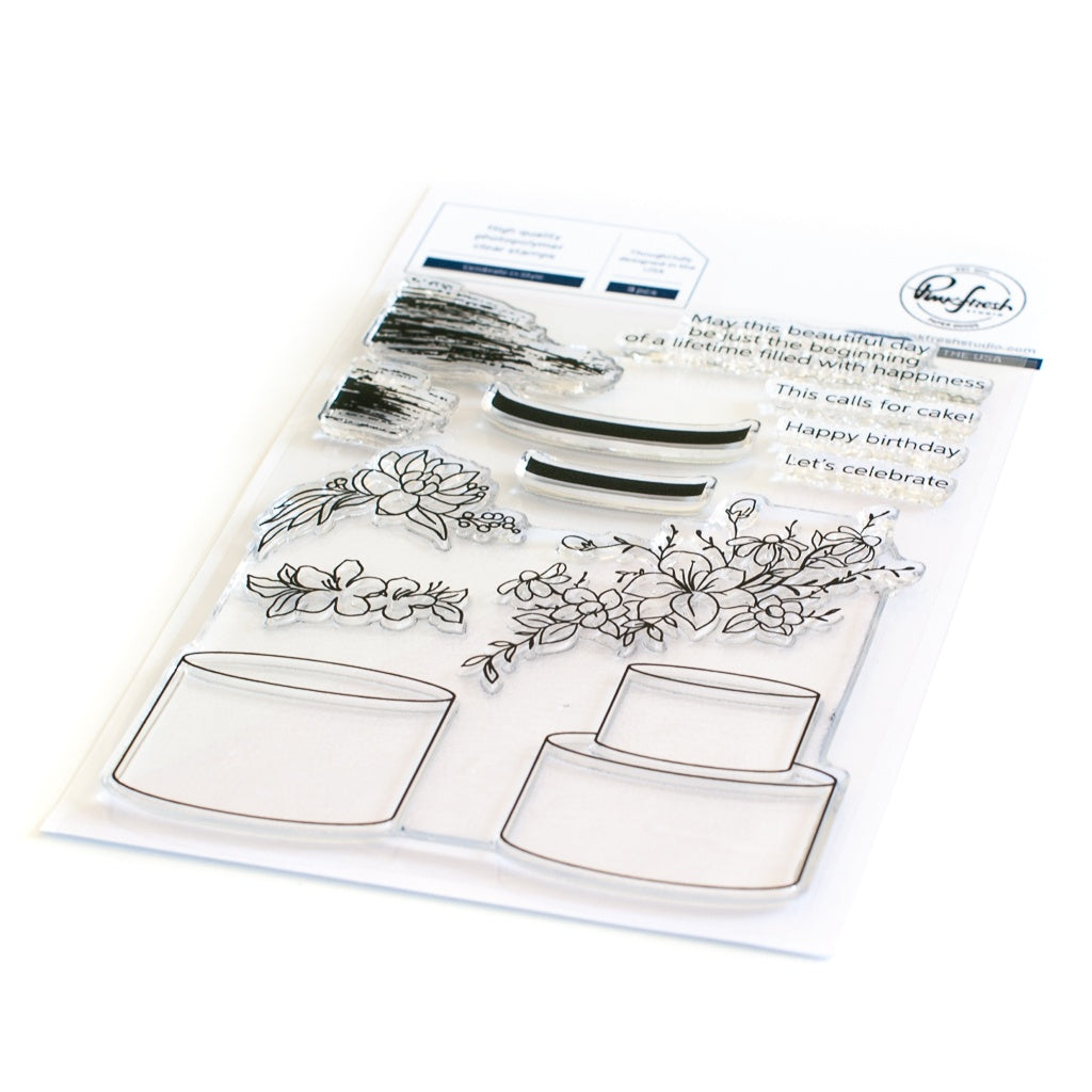 Pinkfresh Studio CELEBRATE IN STYLE Clear Stamp & Die Set 14pc