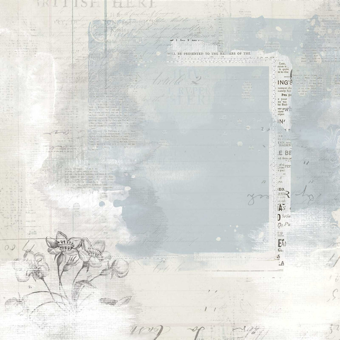 49 and Market Vintage Artistry Serenity SUBTLETIES 12"X12" Scrapbook Paper