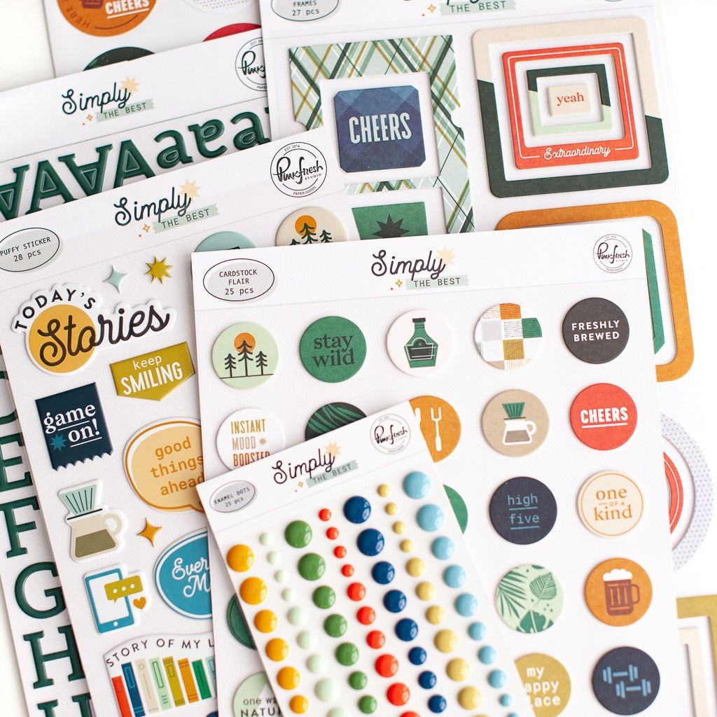 Pinkfresh Studio SIMPLY THE BEST Cardstock Flair 25pc