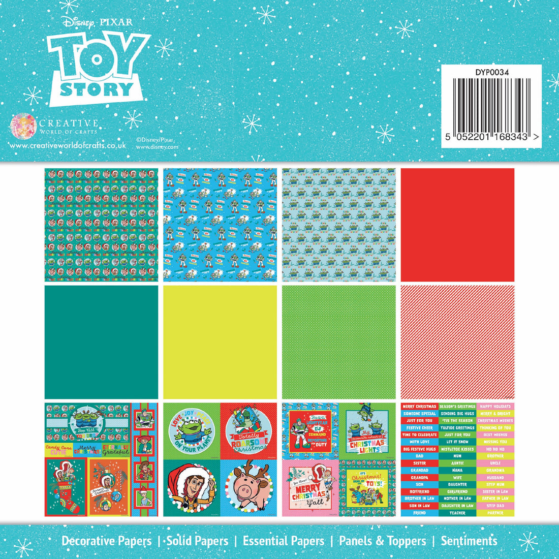 Creative World Of Crafts TOY STORY CHRISTMAS 8”X8" Card Making Paper Pad