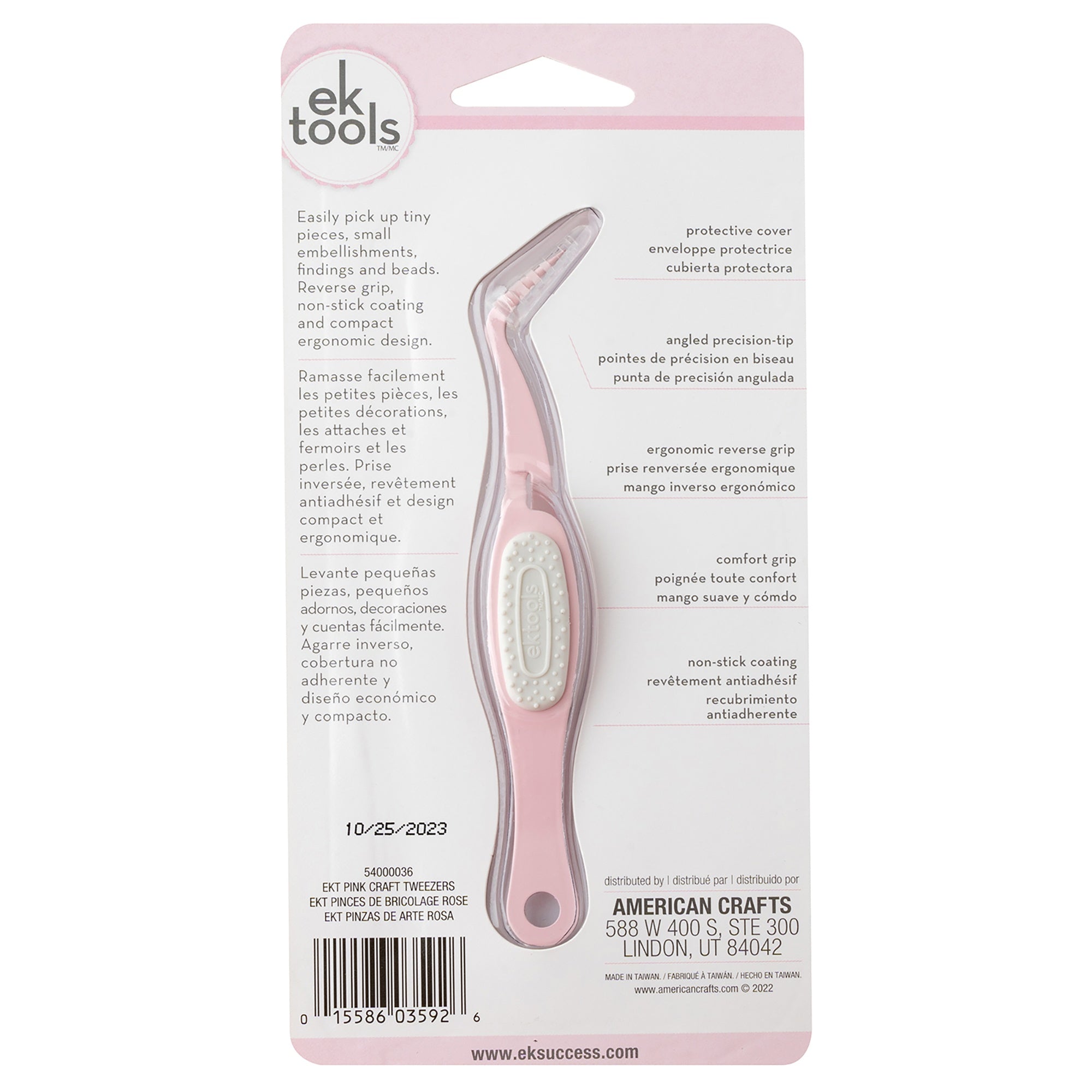 EK Tools CRAFT TWEEZERS PINK Precision Tip