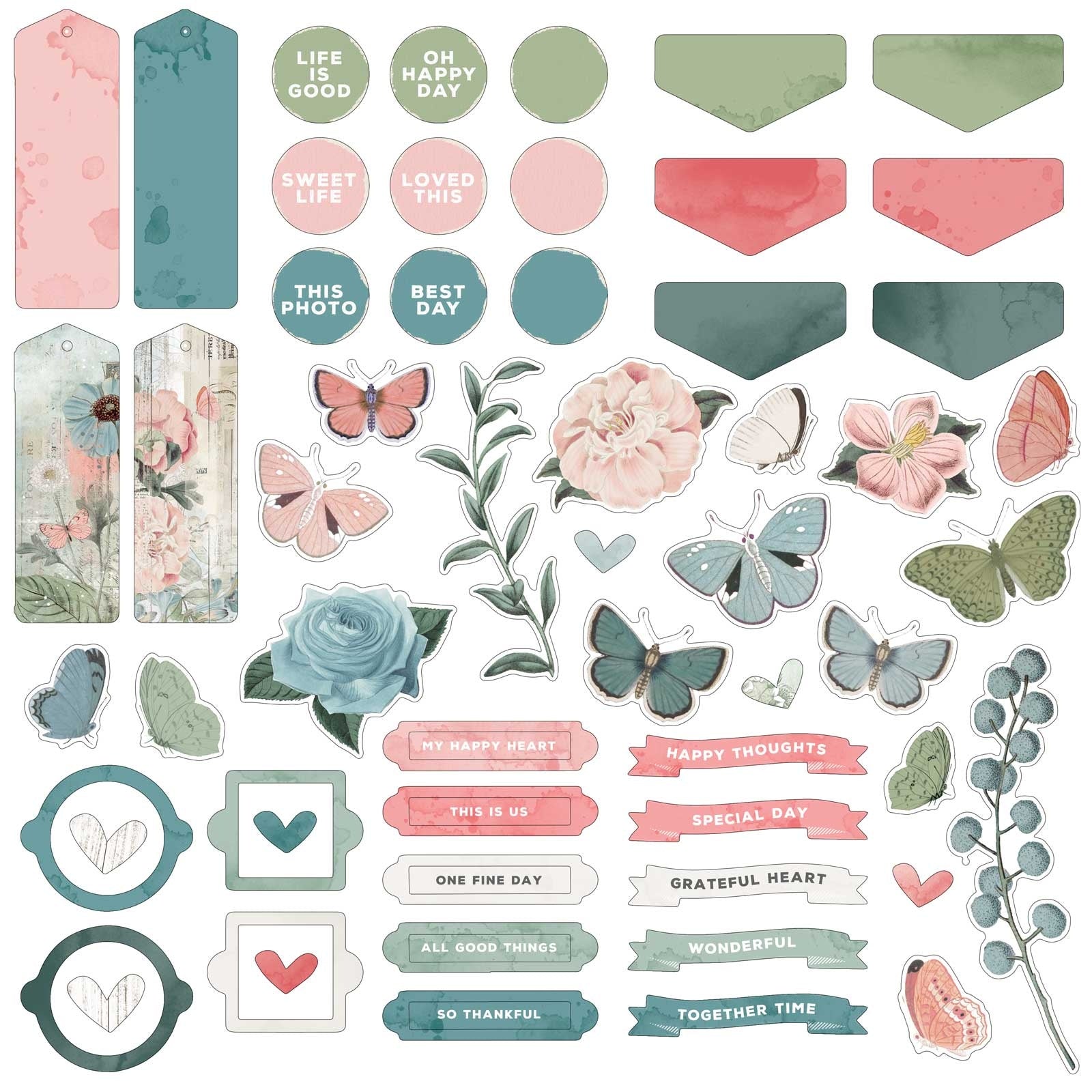 49 and Market Vintage Artistry TRANQUILITY CHIPBOARD ELEMENTS