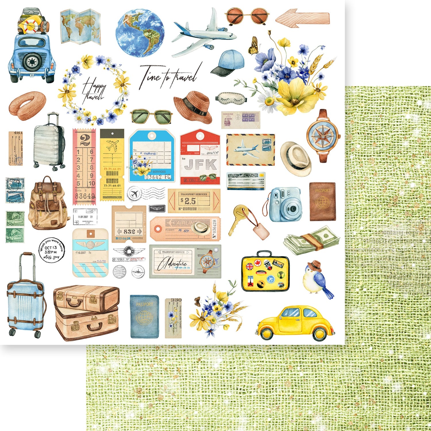 Memory Place Bon Voyage GOING PLACES 06 12X12 Scrapbook Paper