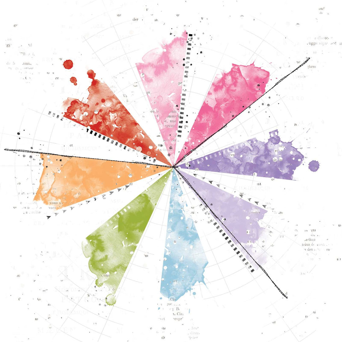 49 and Market Spectrum Gardenia PAINTED FOUNDATIONS PINWHEEL 12"X12" Scrapbook Paper