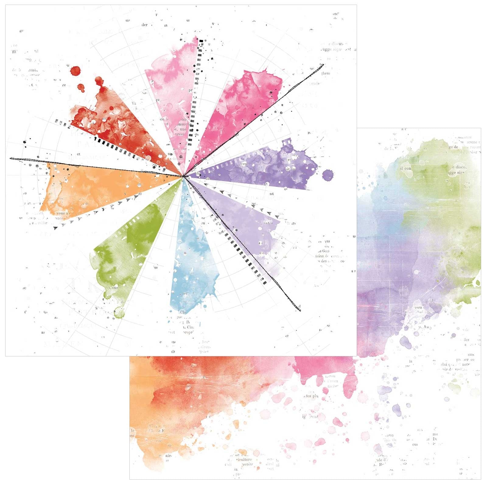 49 and Market Spectrum Gardenia PAINTED FOUNDATIONS PINWHEEL 12"X12" Scrapbook Paper