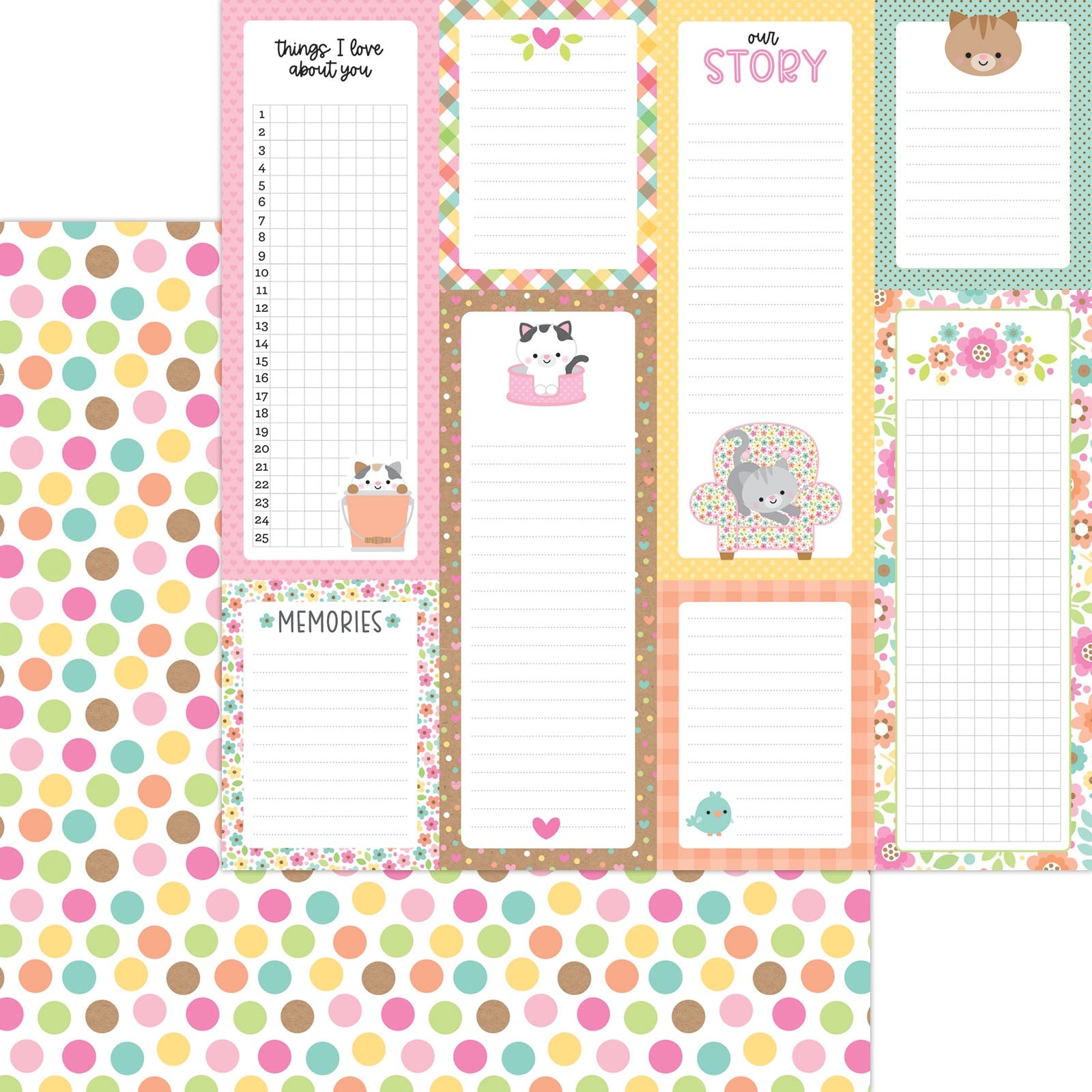 Doodlebug PRETTY KITTY HAVING A BALL 12"X12" Cardstock Paper