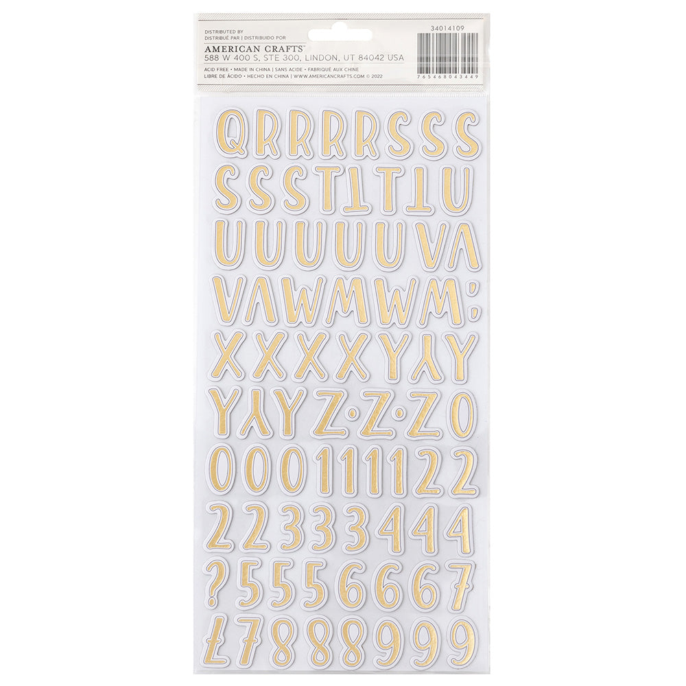 THICKERS WHERE TO NEXT Gold Foil Chipboard Letter Stickers