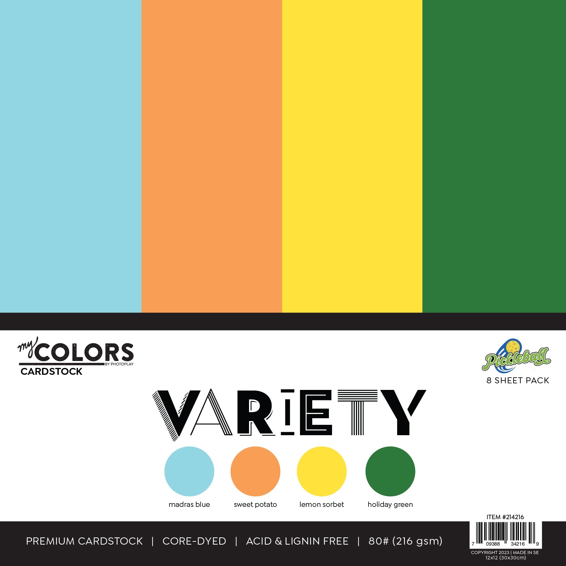 Photoplay My Colors PICKLEBALL VARIETY 80lb Cardstock Paper Pack