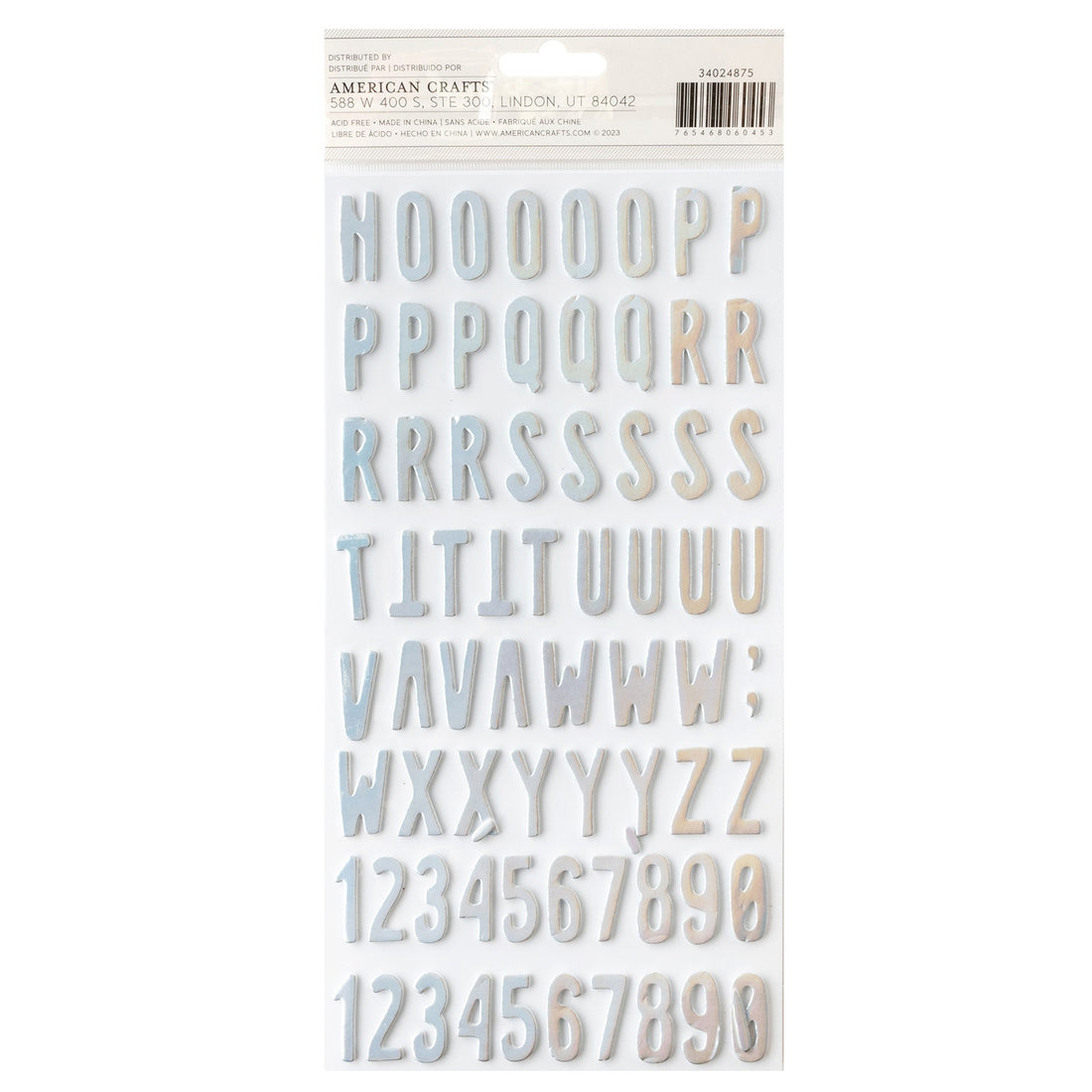 THICKERS SPOOKTACULAR Silver Foil Foam Letter Stickers