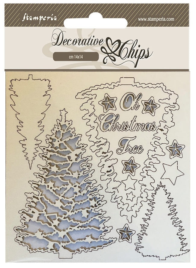 Stamperia Decorative Chips CHRISTMAS TREE Chipboard 15pc