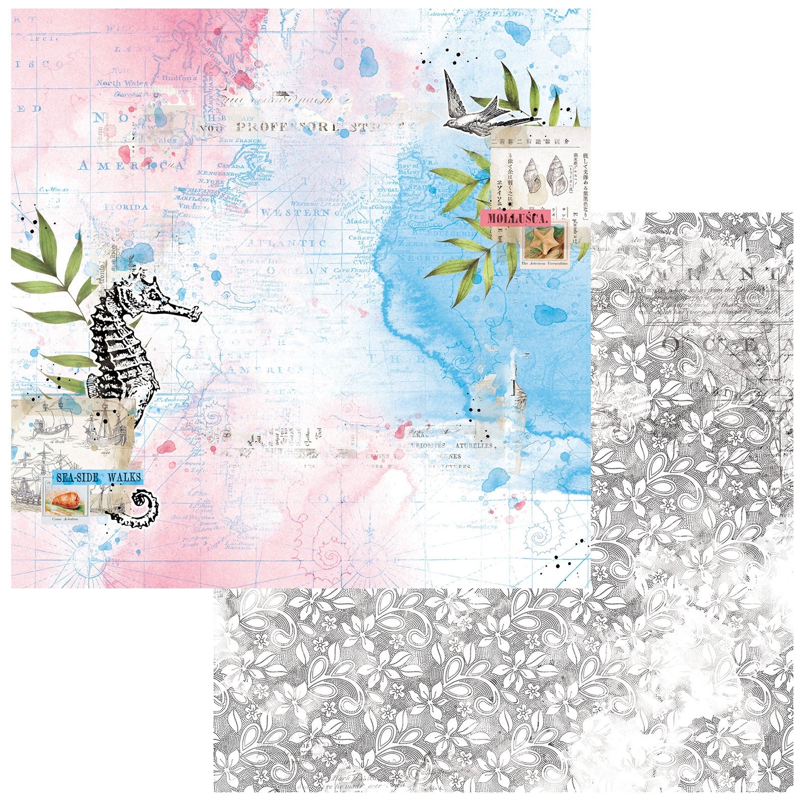 49 and Market Vintage Artistry SUNBURST HIDDEN TREASURE 12"X12" Scrapbook Paper