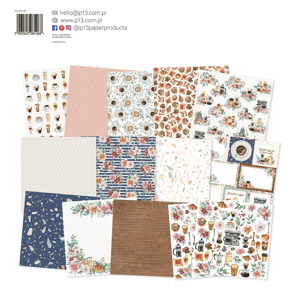 P13 COFFEE BREAK 12"X12" Designer Paper Pack Pad 14pc