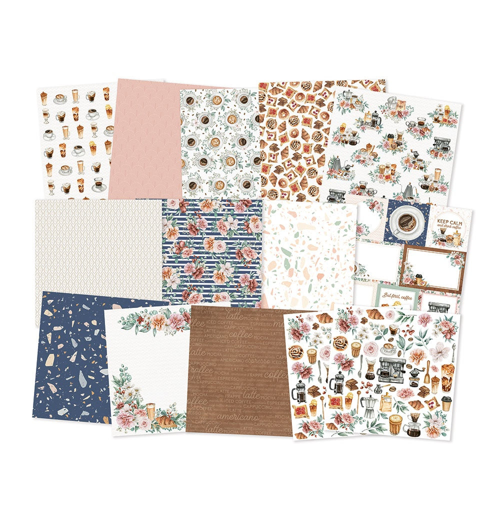 P13 COFFEE BREAK 12"X12" Designer Paper Pack Pad 14pc