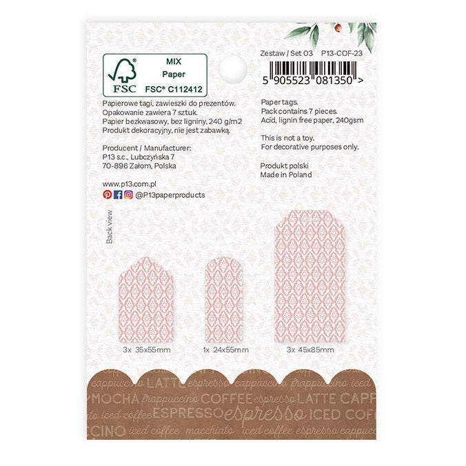 P13 Coffee Break DECORATIVE TAGS 7pc